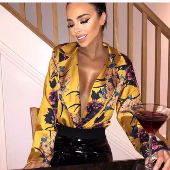 Tops - Floral Silk Bodysuit